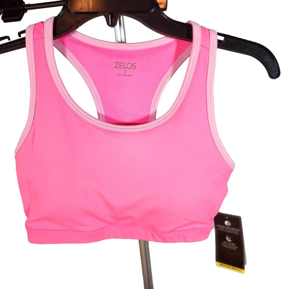 Zelos Pink Medium Impact Quick Dry Sports Bra Size Small NWT